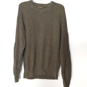GH Bass Green Ribbed Knit Crewneck Men's Sweater
